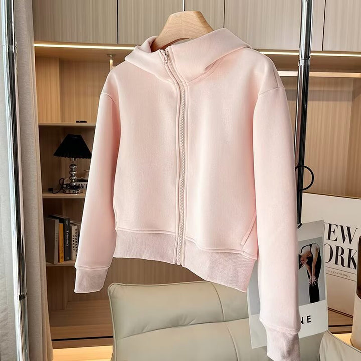 Damen bequeme Kapuzenjacke mit innovativem Reißverschluss Drune