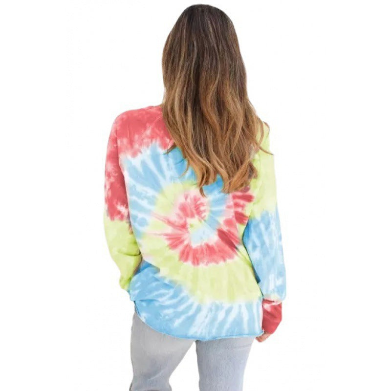 Damen Oversized Sweatshirt mit kreativem Batikdesign Drune