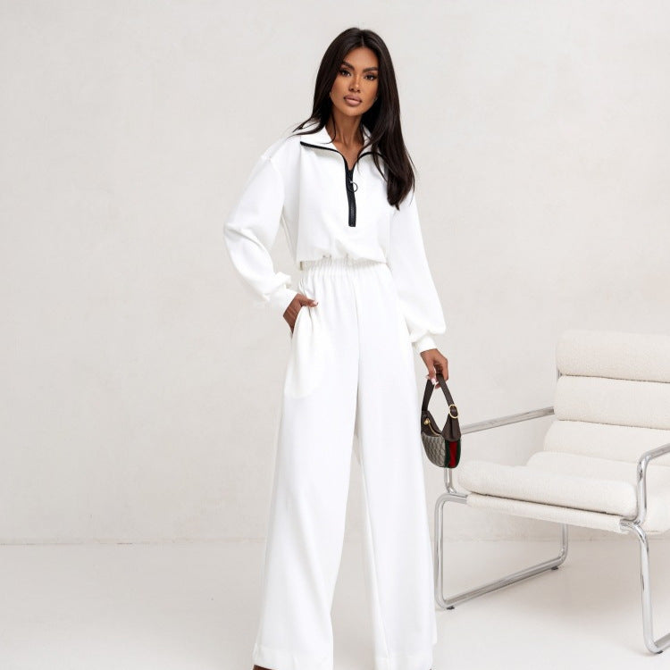 Damen Modischer Jumpsuit mit Stehkragen und Reißverschluss Drune