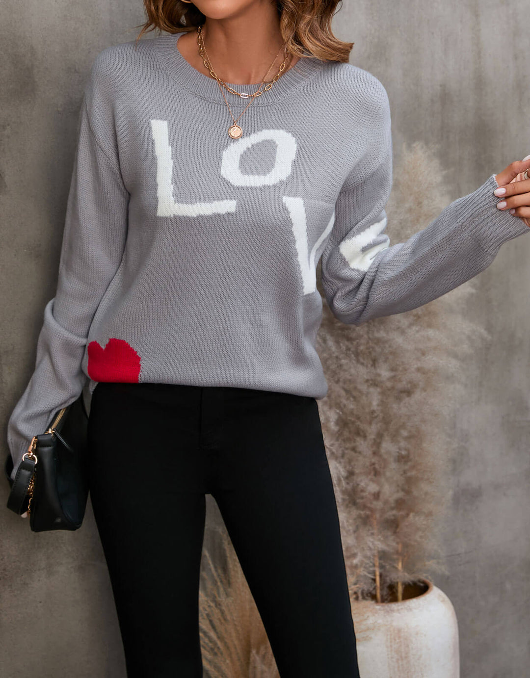 Damen Designer Pullover mit Schriftzug Drune