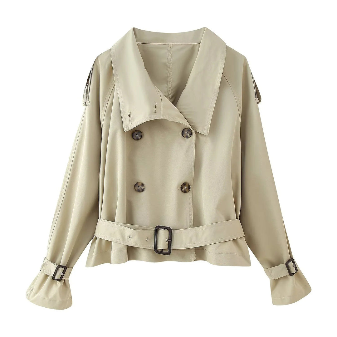 Damen elegante cropped Übergangsjacke im minimalistischem Stil mit praktischen Taschen Drune