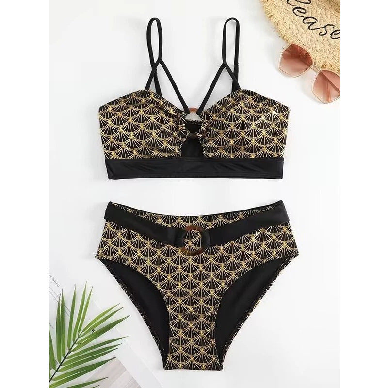 Damen Triangel-Bikini mit elegantem Schnitt und modischen Akzenten Drune
