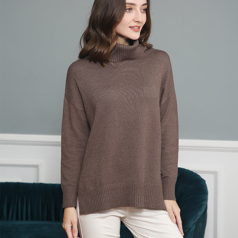 Damen gemütlicher Pullover mit Stehkragen und weitem Schnitt Drune