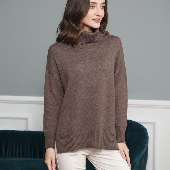 Damen gemütlicher Pullover mit Stehkragen und weitem Schnitt Drune