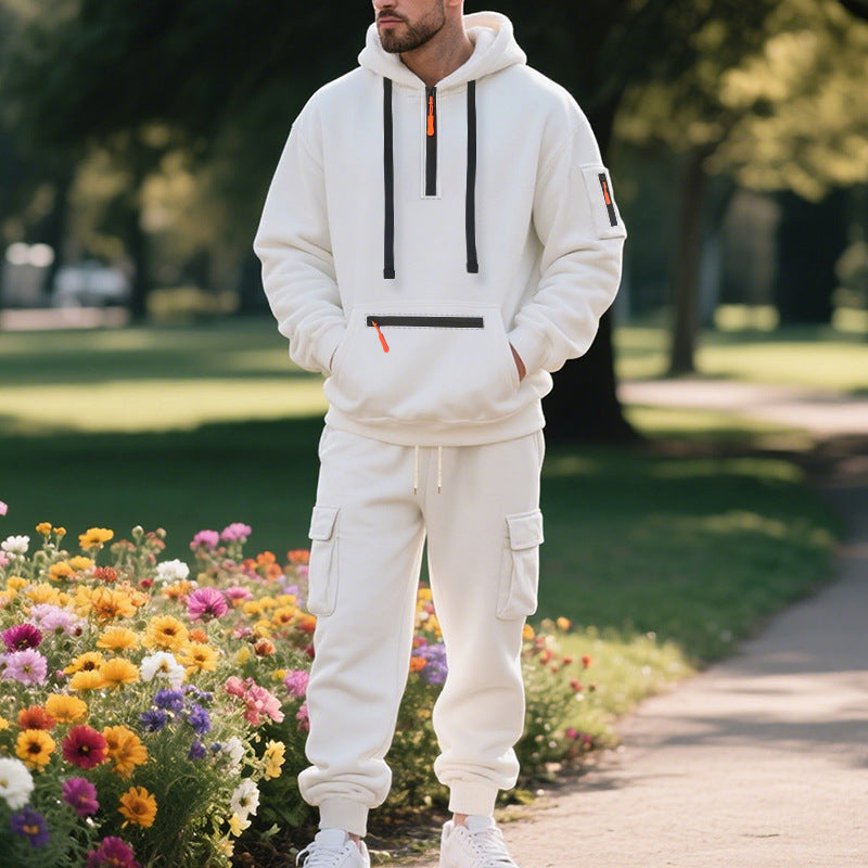 Herren sportliches Hoodie und Bundhose Set mit praktischen Taschen Drune