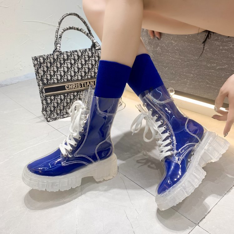 Damen Transparente Chunky Stiefel mit modischem Obermaterial und robustem Sohlenprofil Drune