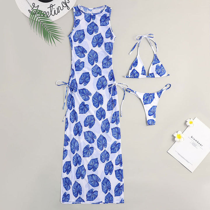 Damen Maxikleid mit floralem Muster und seitlichen Bindebändern Drune