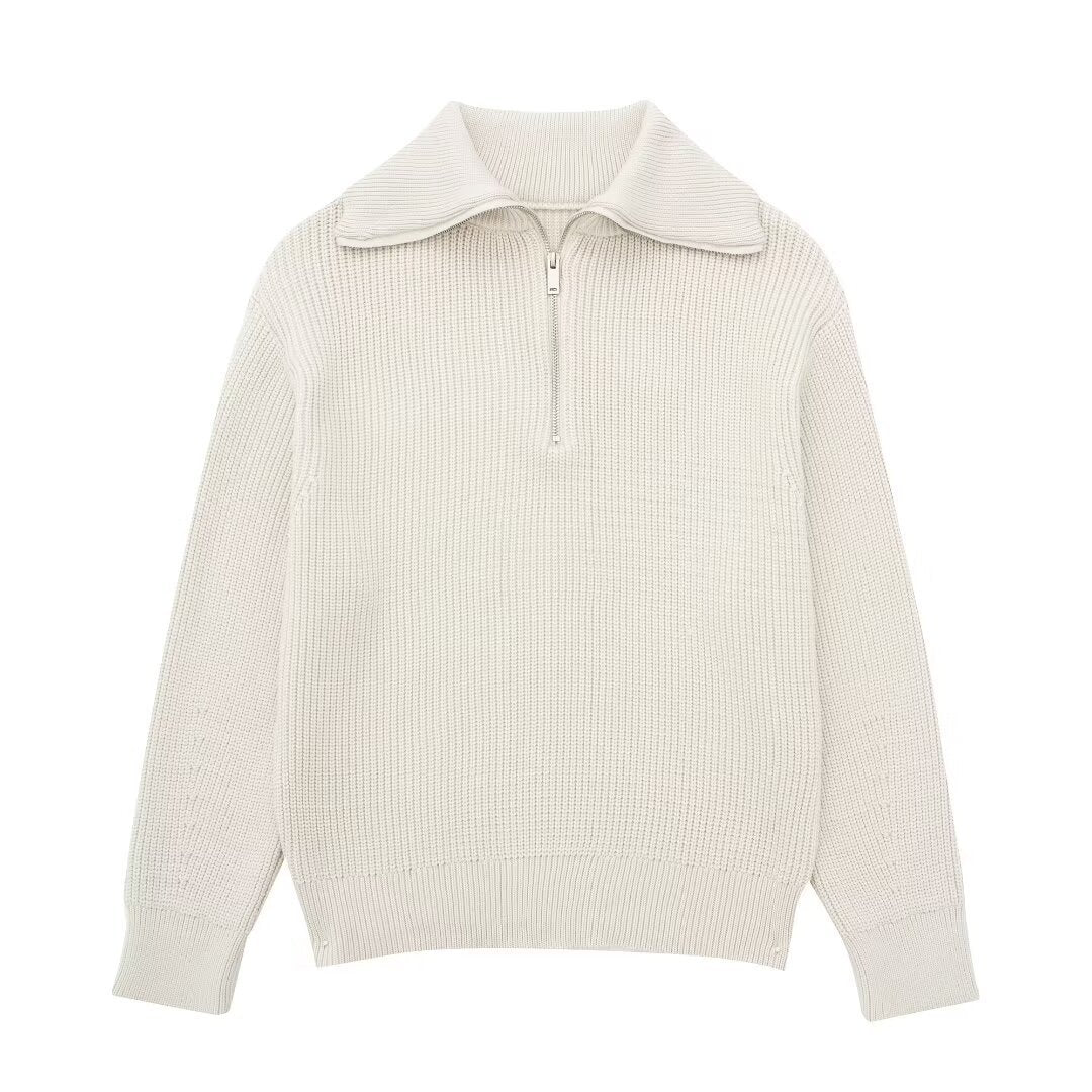 Damen Strickpullover mit hohem Kragen und Reißverschluss Drune