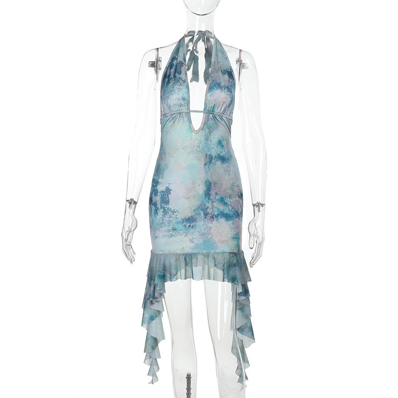 Damen Halterkleid mit asymmetrischem Saum Drune