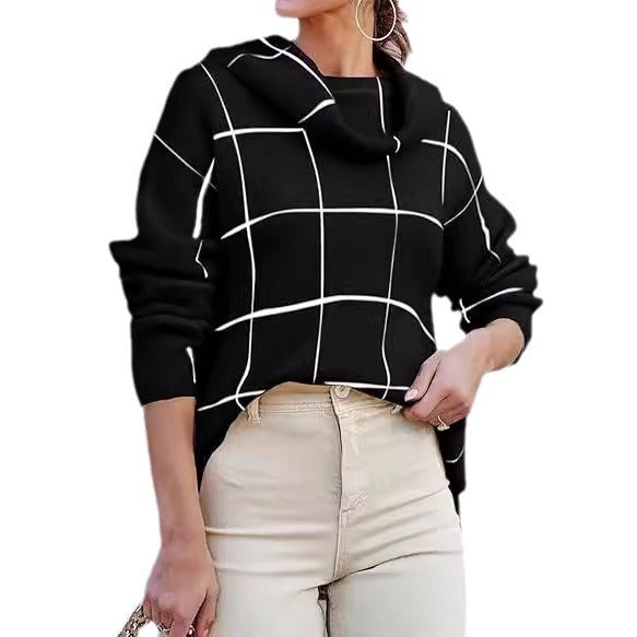 Damen Kariertes Hoodie mit Taschen und lässigem Schnitt Drune