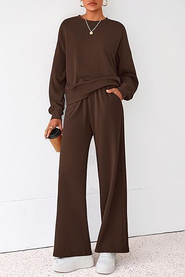 Damen Komfortabler Sweatsuit mit weitem Bein und lässigem Schnitt Drune