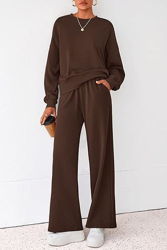 Damen Komfortabler Sweatsuit mit weitem Bein und lässigem Schnitt Drune