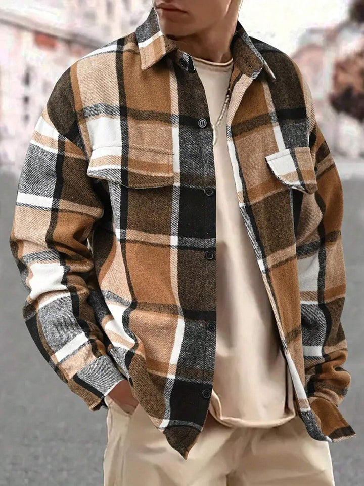 Herren nan weite Karo-Hemdenjacke aus weichem Flanell mit aufgesetzten Brusttaschen Drune