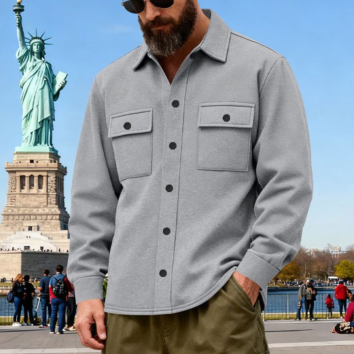 Herren nan robuste Overshirt Jacke mit aufgesetzten Brusttaschen und wärmendem Futter Drune