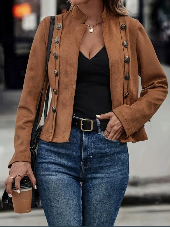 Drune | Doppelt Breasted Gekürzte Wildlederjacke