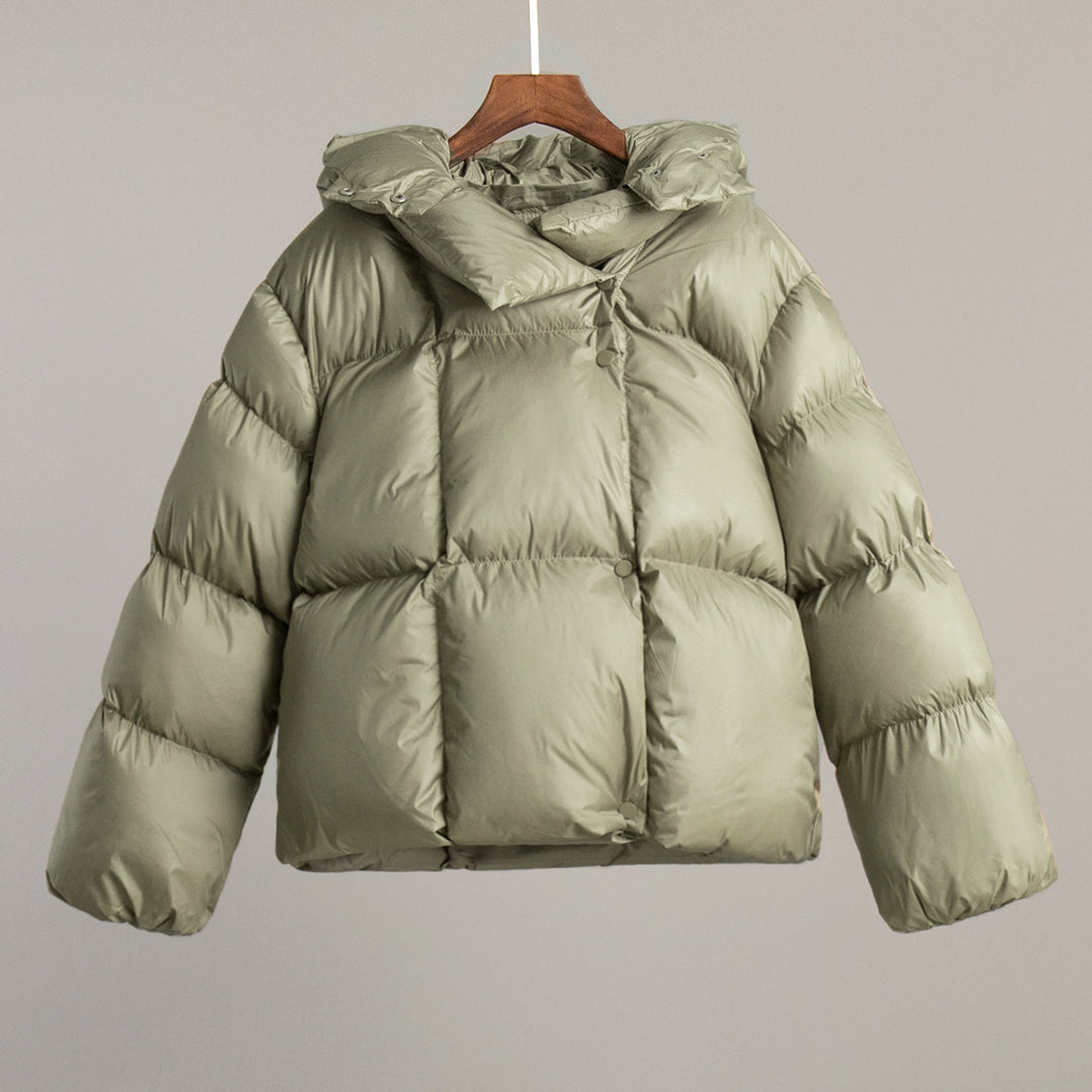 Damen Modische Daunenjacke mit hohem Kragen und Knopfverschluss Drune