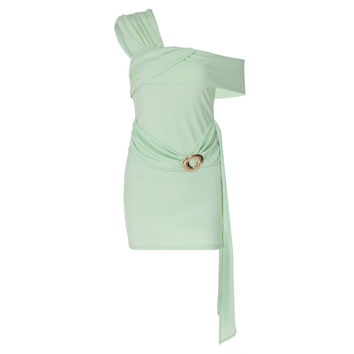 Damen Elegantes einseitiges Minikleid mit Wickeldesign und asymmetrischem Saum Drune