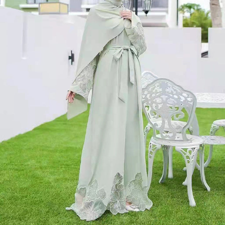 Damen elegante Kaftan-robe mit Spitzendetails Drune