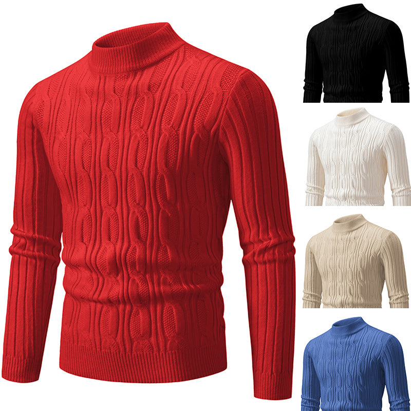 Herren Rollkragenpullover aus hochwertiger Baumwolle mit Zopfmuster Drune