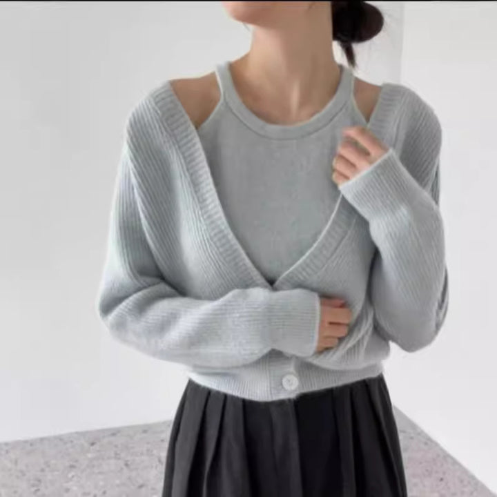 Damen Strickjacke mit offenem Schnitt und Rippstruktur Drune