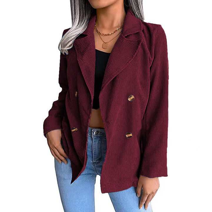 Damen Cord-Jacke mit doppelter Knopfleiste und modernem Schnitt Drune
