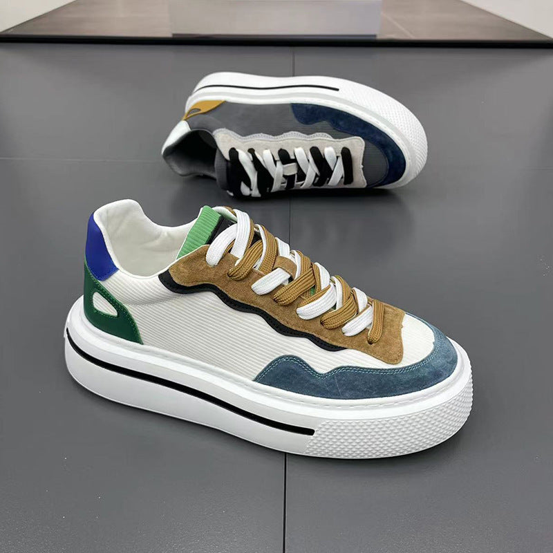 Damen Modische Sneakers mit hoher Plateausohle und atmungsaktiver Struktur Drune
