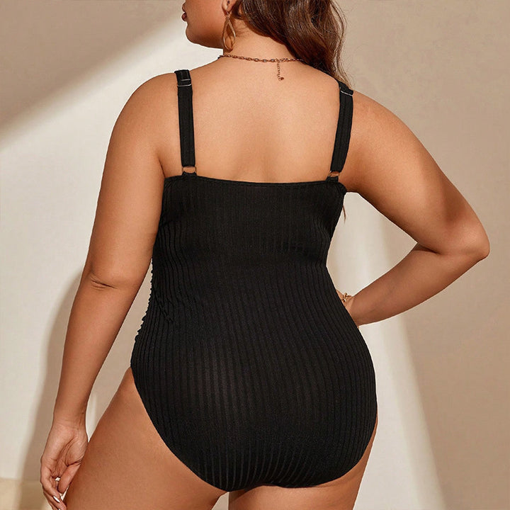 Damen Einteiliger Badeanzug mit stilvollem Rippendesign Drune