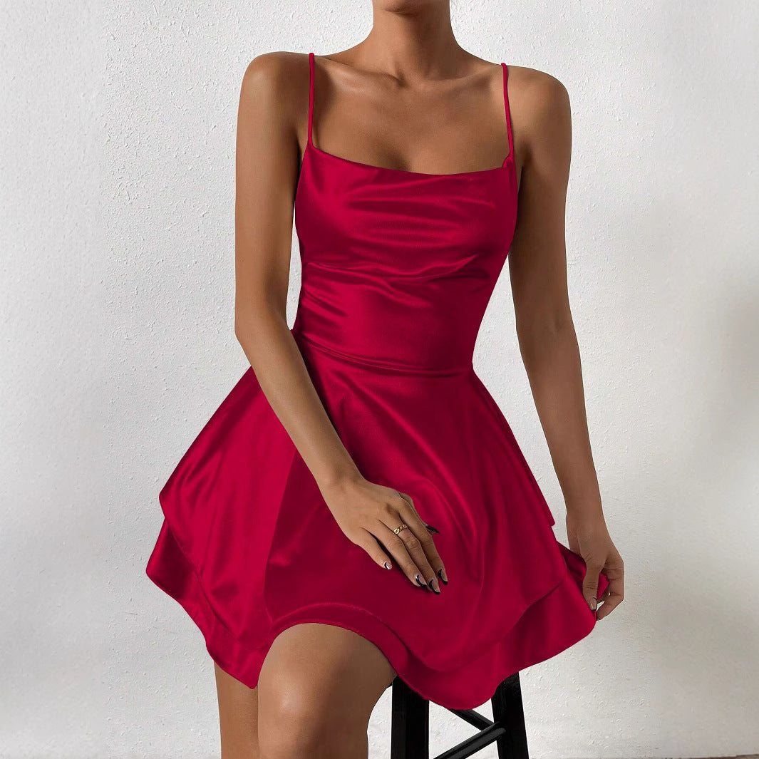Damen Freizeitkleid mit zartem Trägerdesign und schwingendem Rock Drune