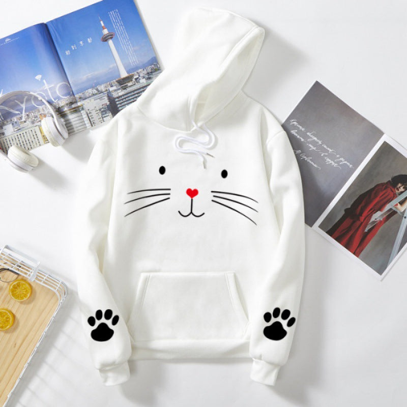 Damen Kapuzenpullover mit süßem Katzenmotiv Drune