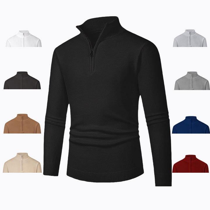 Herren Pullover mit hohem Kragen und Reißverschluss Drune