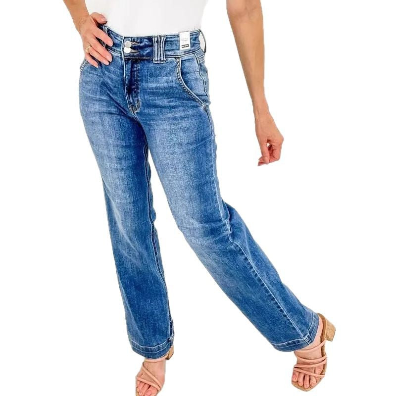 Damen Weite High-Waist Jeans mit komfortablem Schnitt Drune
