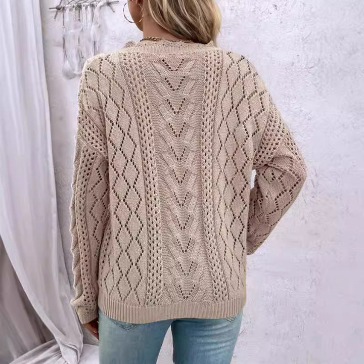 Damen Lässiger Strickpullover im Ajour-Design Drune