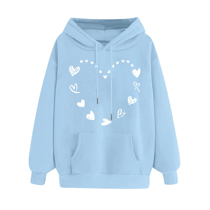 Damen Kapuzensweater mit verspieltem Herzmotiv und bequemer Kängurutasche Drune