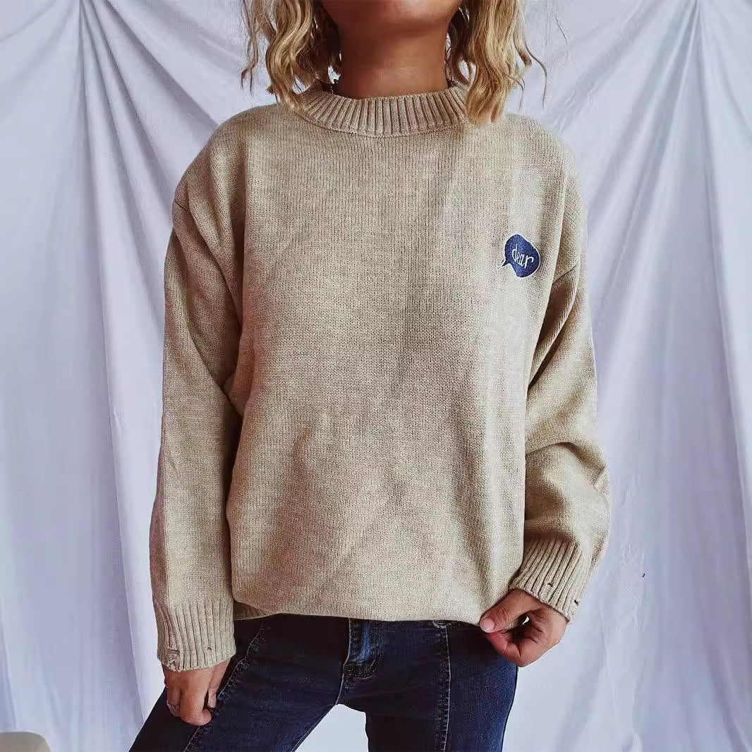 Damen pullover mit bunten Stickmotiven und lässigem Schnitt Drune