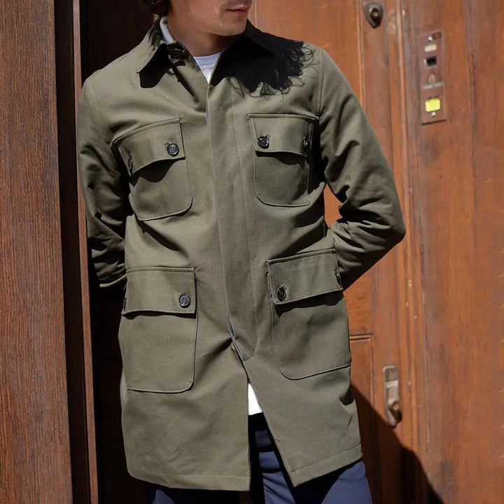 Drune | Utility Jacke Normale Passform Baumwollmischung Hemdkragen Mehrere Taschen