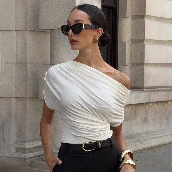 Damen asymmetrisches Top Drune
