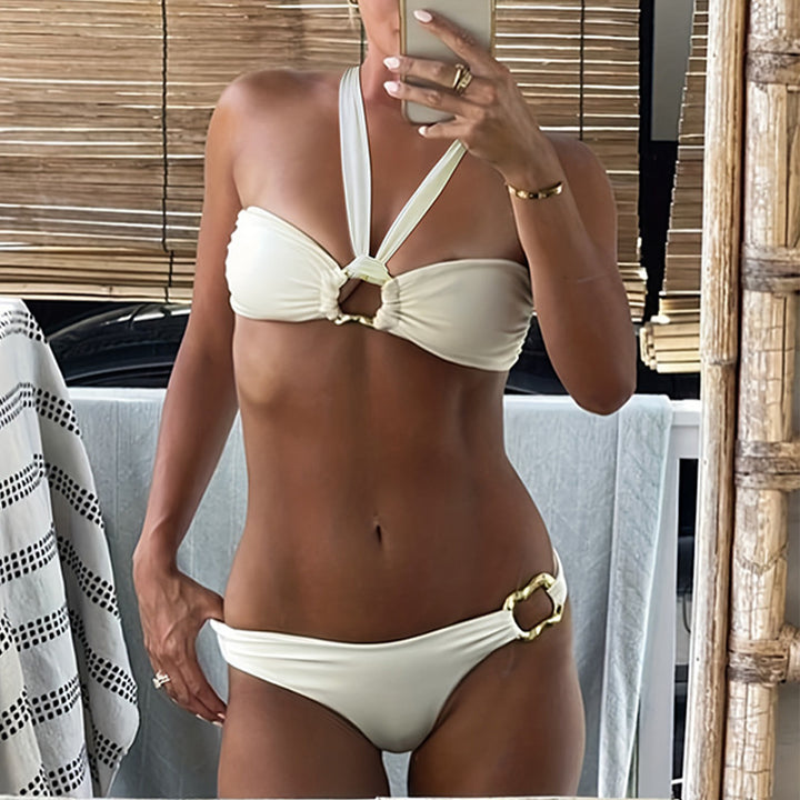 Damen Bikini Oberteil und Hochsitz-Höschen Set Drune