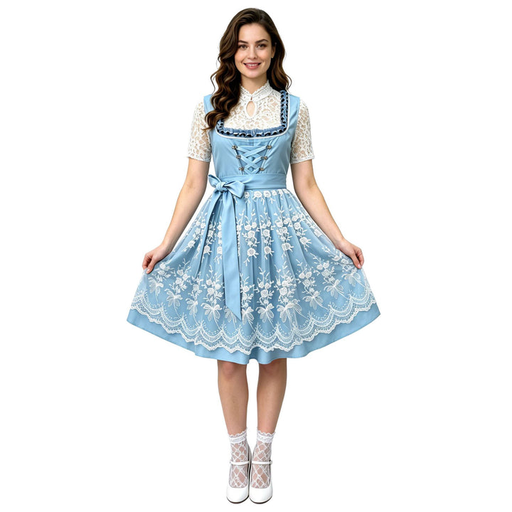 Damen nan traditionelles Dirndlkleid mit Spitzenbluse, geschnürtem Mieder und mehrlagigem Rock Drune