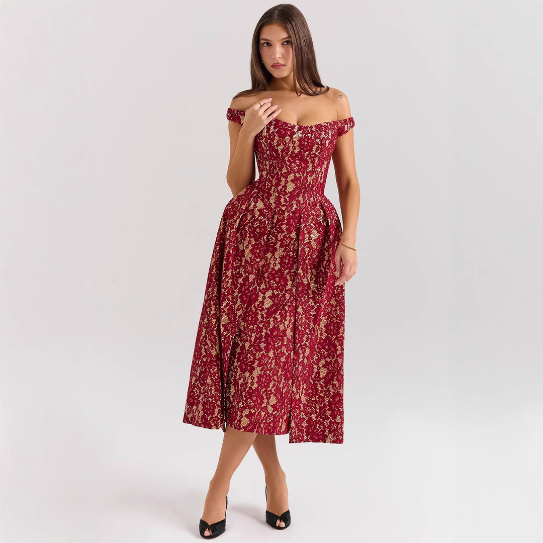 Damen Hochwertiges Spitzenkleid im eleganten A-Linien-Schnitt Drune