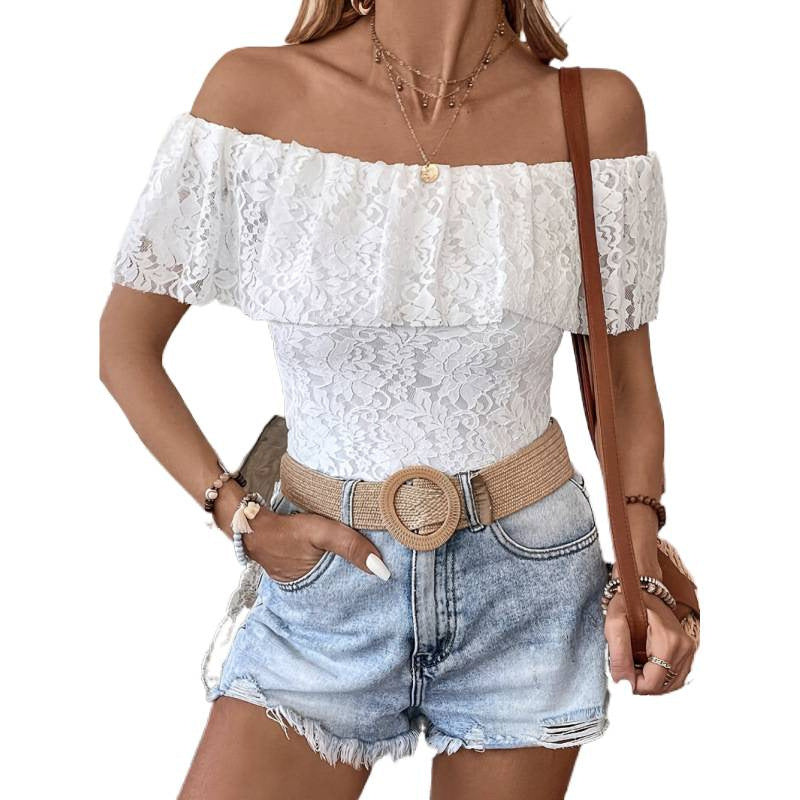 Damen Off-Shoulder Spitzenbluse Drune