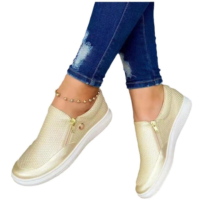 Damen Slip-On Sneakers mit seitlichem Reißverschluss und atmungsaktiver Textur Drune