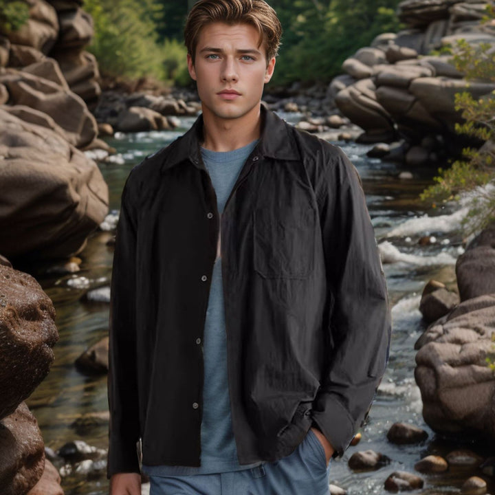 Herren vielseitige Hemdbluse mit aufgesetzter Brusttasche und schickem Kragen Drune