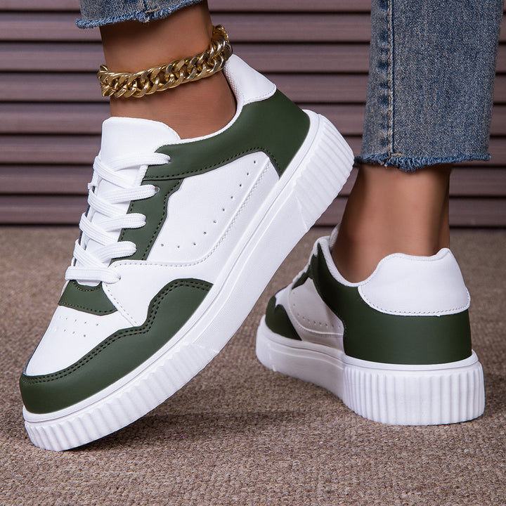 Damen nan niedrig geschnittener Sneaker mit geriffelter Profilsohle, gepolstertem Schaft und perforiertem Obermaterial Drune