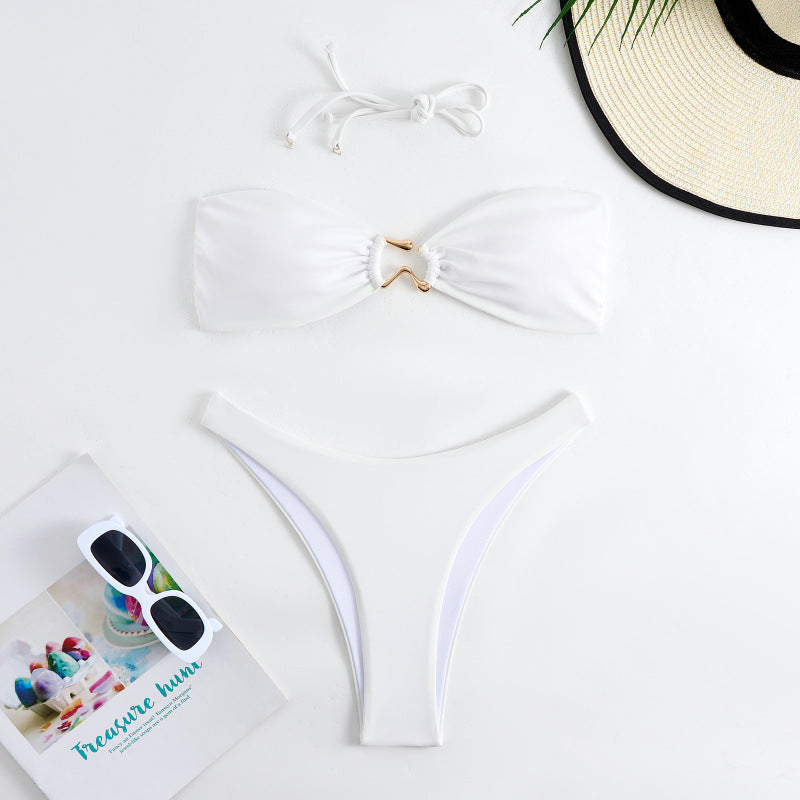 Damen Bandeau Bikini mit elegantem Gold-Detail Drune