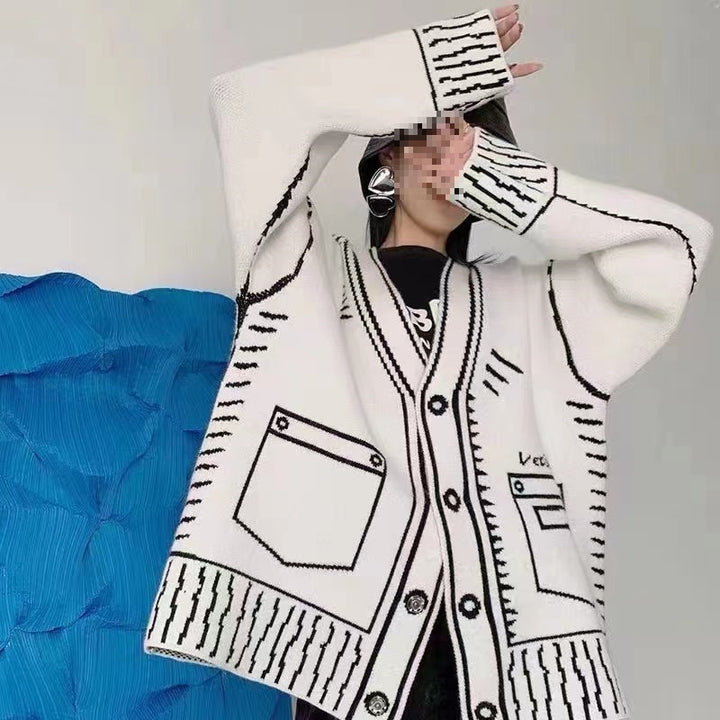 Damen Strickjacke mit kreativem Design und hochwertigen Knöpfen Drune