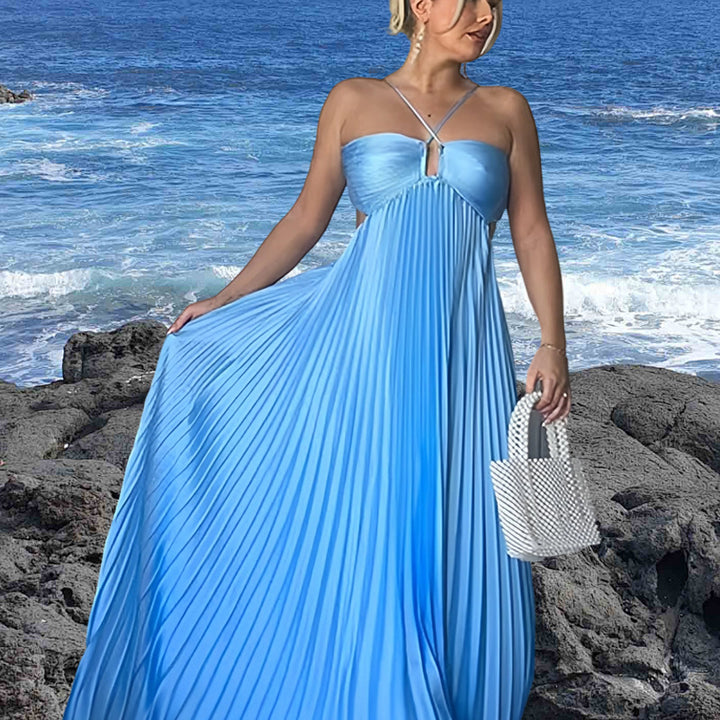 Damen Elegantes Maxi-Kleid mit plissierten Details und schickem Cut-Out Drune