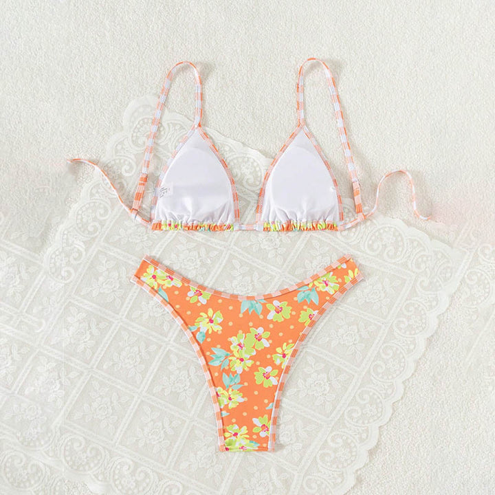 Damen floraler Triangel-Bikini mit verstellbaren Trägern Drune