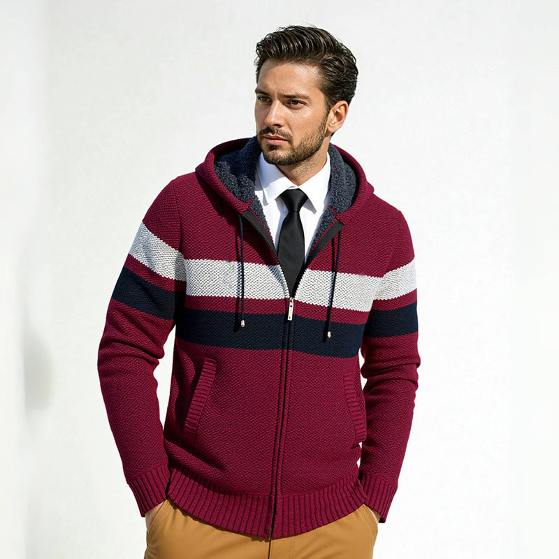 Herren Strickjacke mit modernem Kordelzug und stilvollem Muster Drune