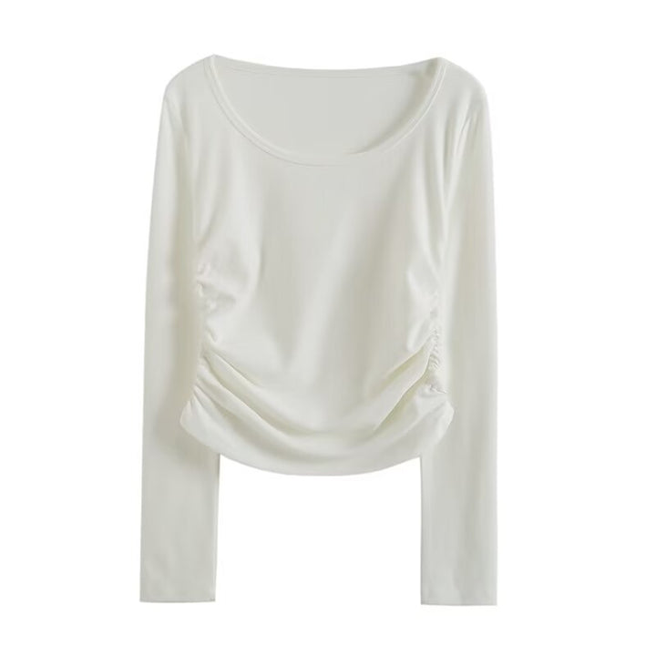 Damen Langarmshirt mit eleganter Raffung und U-Boot Ausschnitt Drune