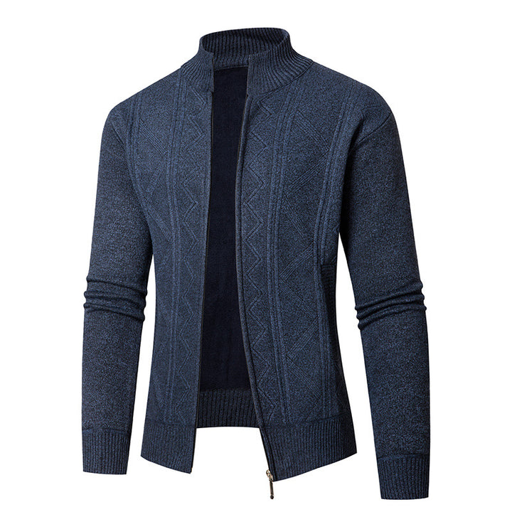 Herren Strickjacke mit eleganten Mustern und modernem Stehkragen Drune